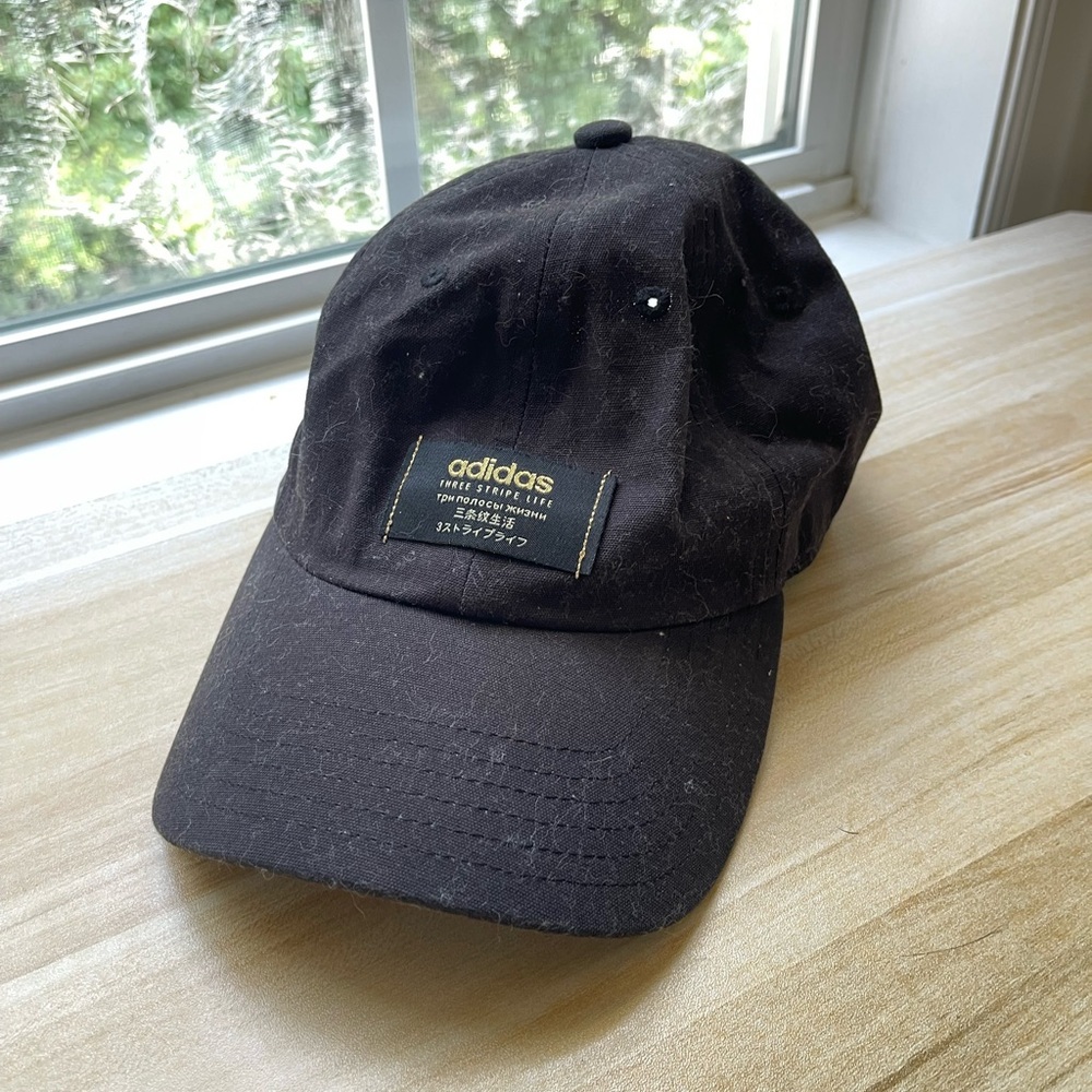 Adidas Strapback Hat - One Size Faded Black Three Stripe Life Logo Adjustable